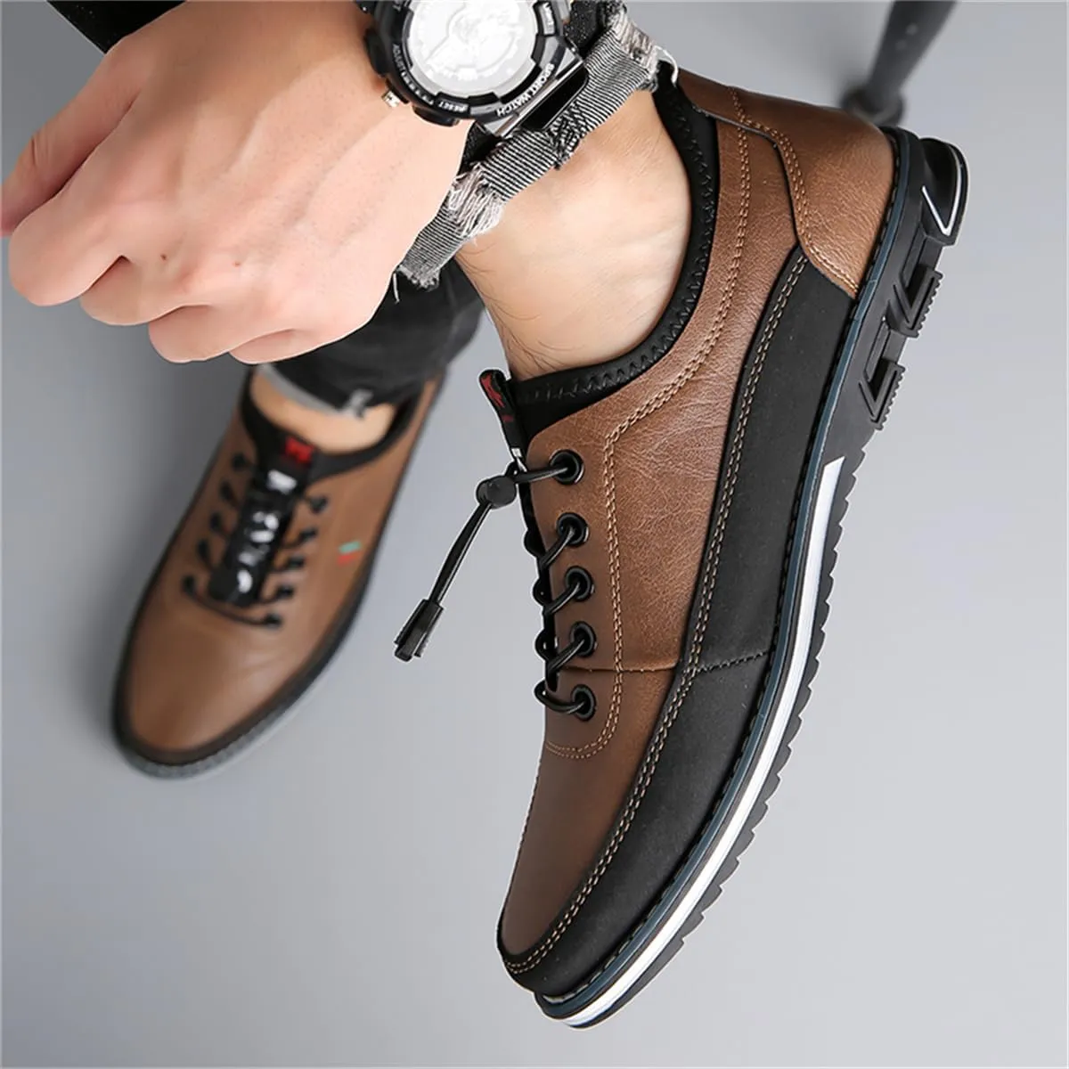 Veslexth Men Casual Business Shoes Slip-on Adjustable Loafers Driving Working Walking Party Formal Oxfords