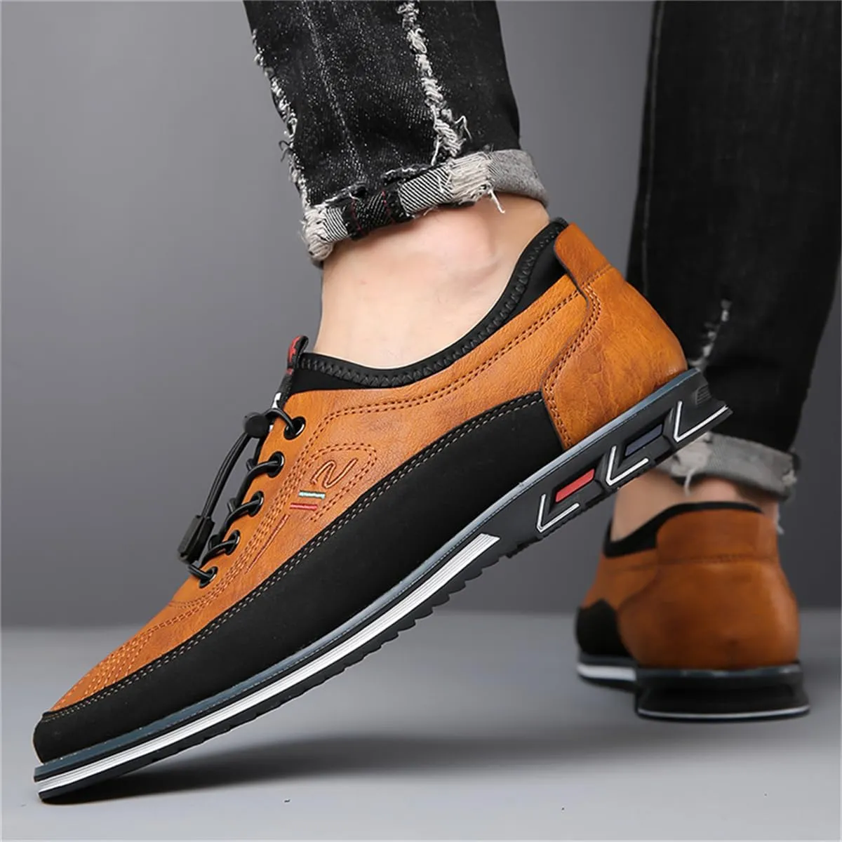 Veslexth Men Casual Business Shoes Slip-on Adjustable Loafers Driving Working Walking Party Formal Oxfords
