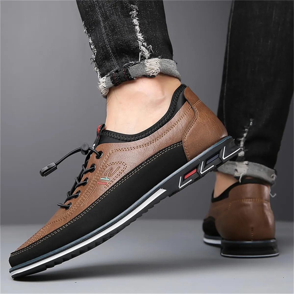 Veslexth Men Casual Business Shoes Slip-on Adjustable Loafers Driving Working Walking Party Formal Oxfords