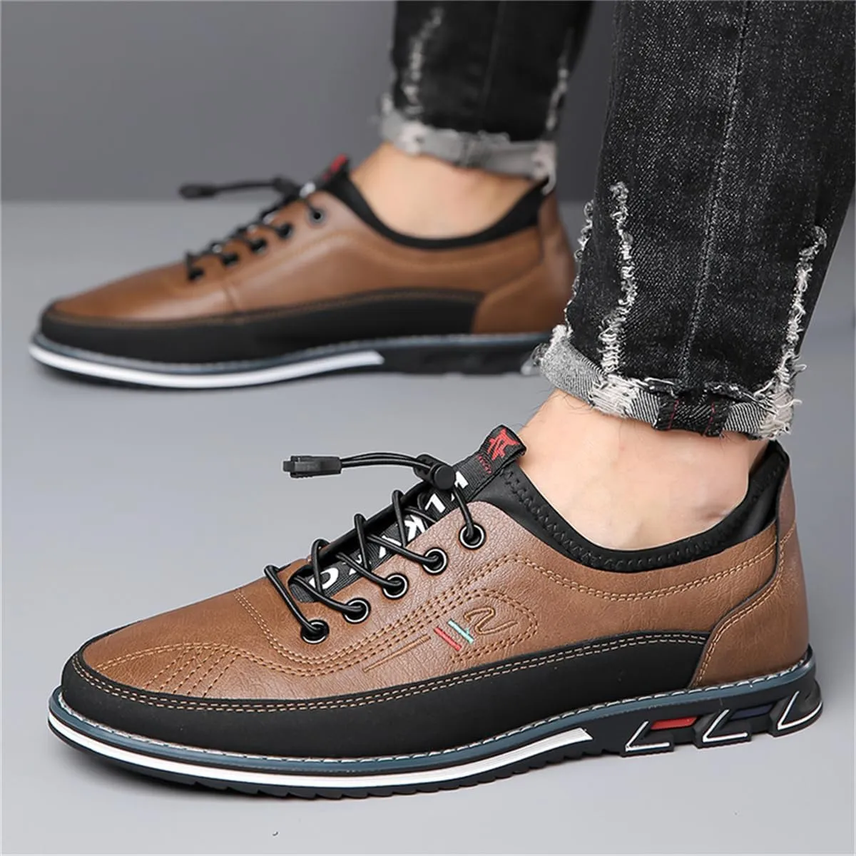 Veslexth Men Casual Business Shoes Slip-on Adjustable Loafers Driving Working Walking Party Formal Oxfords