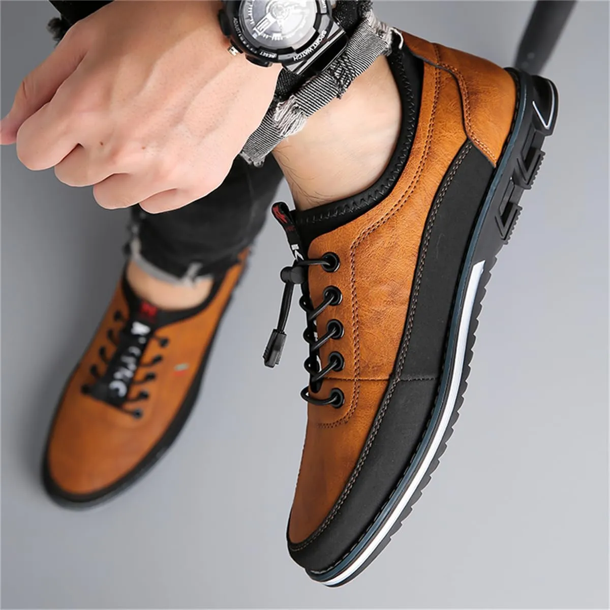 Veslexth Men Casual Business Shoes Slip-on Adjustable Loafers Driving Working Walking Party Formal Oxfords