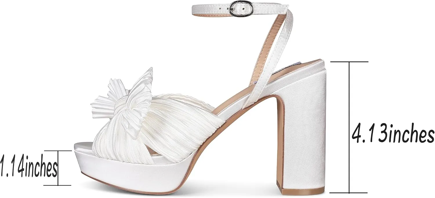 VIMISAOI Womens Heeled Sandals Platform Sandals Women White Sandals Women Dress Sandals for Women Wedding Shoes for Bride
