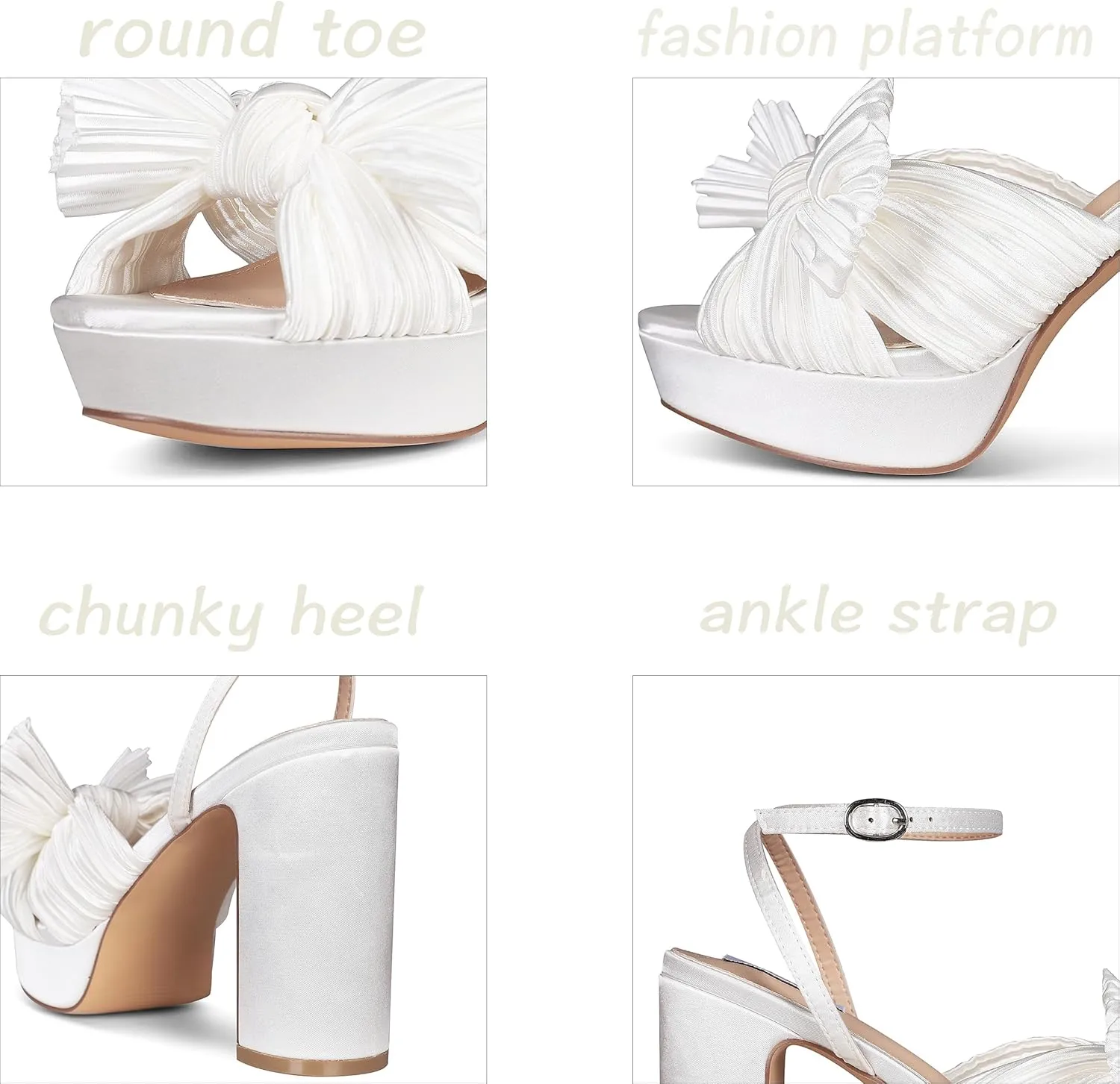 VIMISAOI Womens Heeled Sandals Platform Sandals Women White Sandals Women Dress Sandals for Women Wedding Shoes for Bride