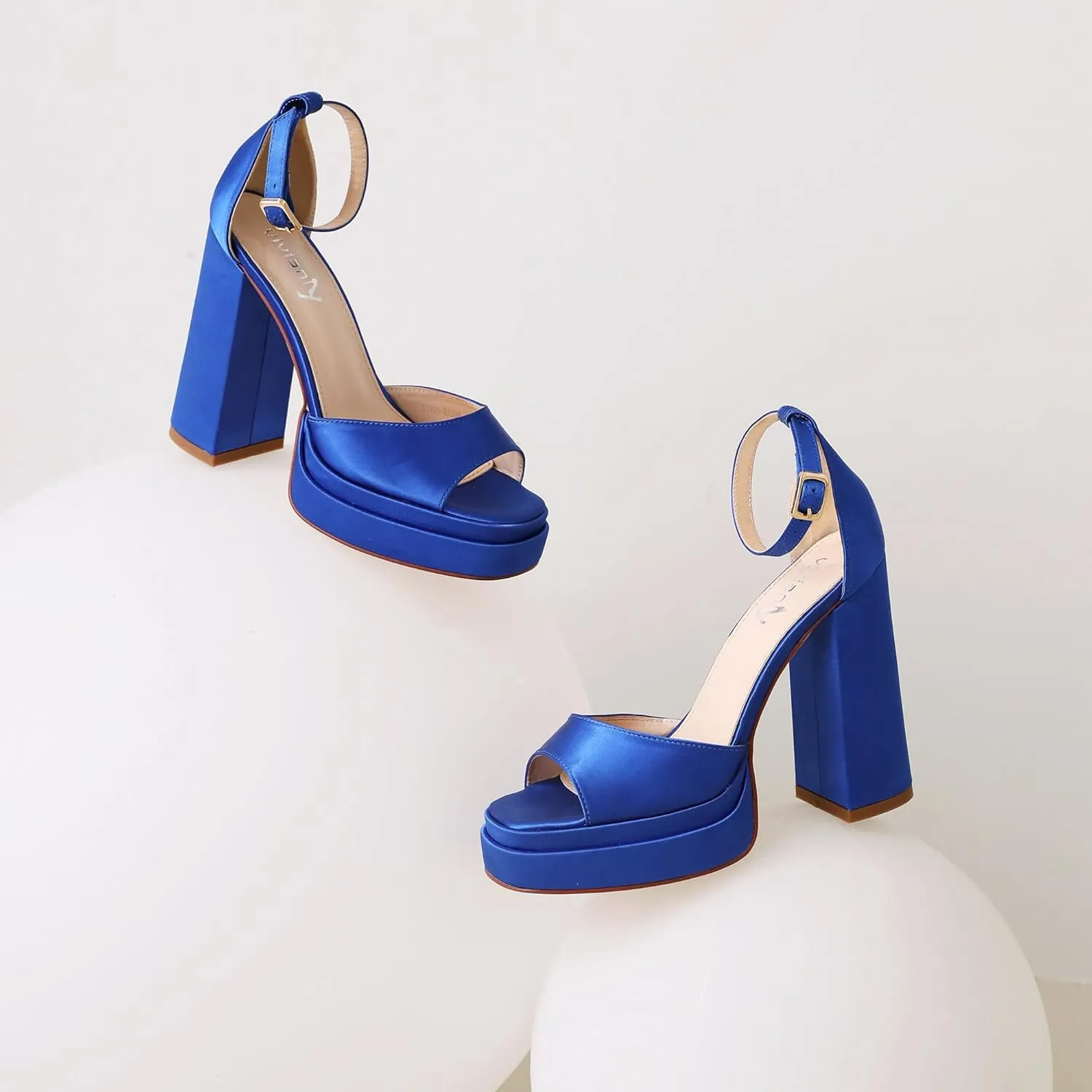 vivianly Women's Platform High Chunky Heels Sandals Open Toe Block Heeled Sandals Ankle Strap Pumps Party Dress Wedding