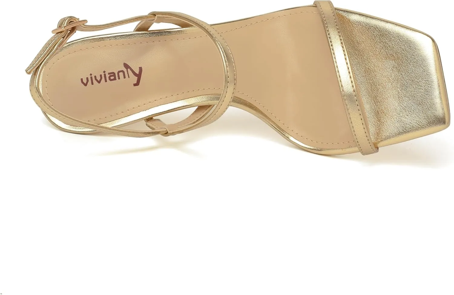 vivianly Women's Strappy Heels for Women Sandals Trendy Square Toe Sandals with Ankle Strap For Weddings, Proms, Parties