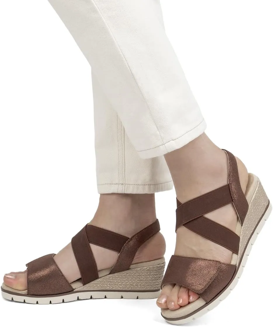 VJH confort Women's Wedge Sandals Stretchy Strap Slip-on Comfortable Causal Summer Shoe