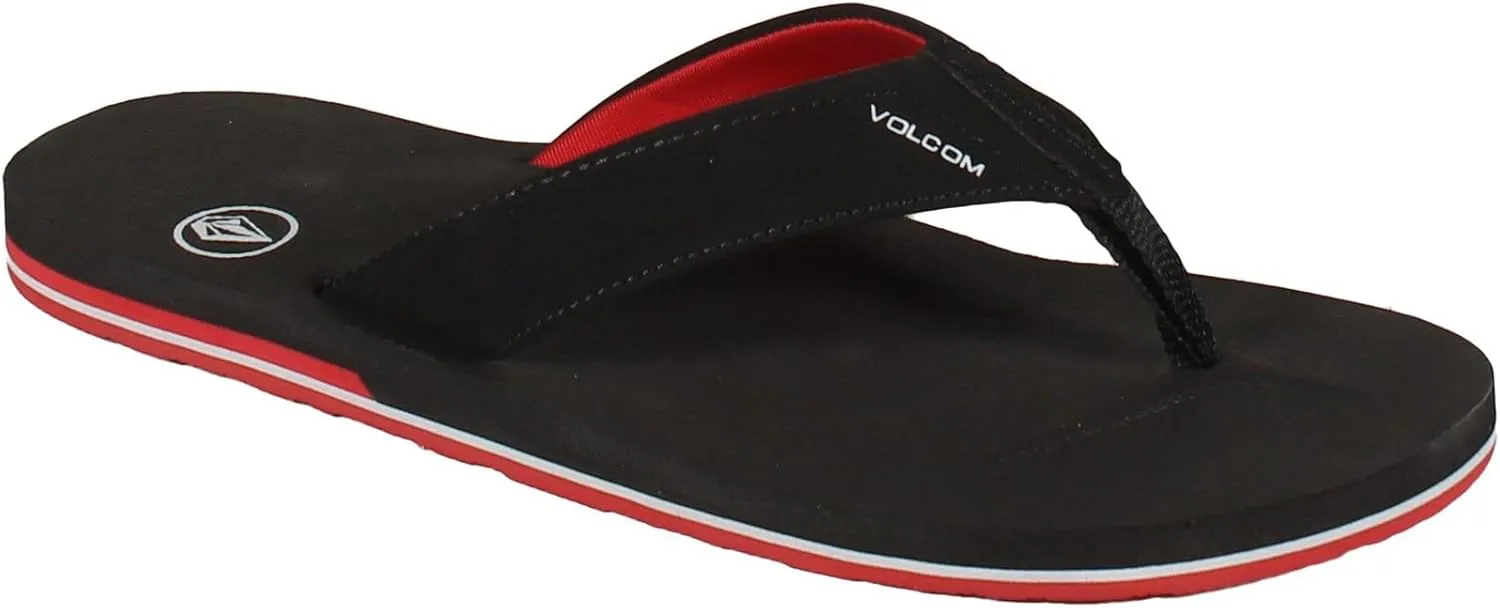 Volcom Men's Victor Flip-Flop Sandal, Black Red, 9