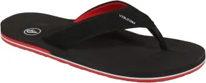 Volcom Men's Victor Flip-Flop Sandal, Black Red, 9
