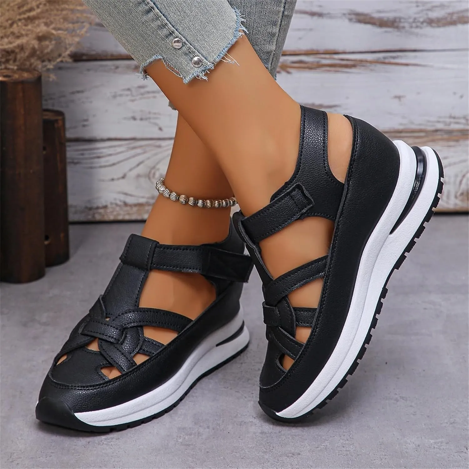 Wedge Sandals for Women Ankle Strap High Heel Platform Open Toe Walking Shoes Cross Band Comfort Wear Dressy Summer Wedges Espadrille Elastic Crisscross Slip on Casual 2025 Fashion Sandal