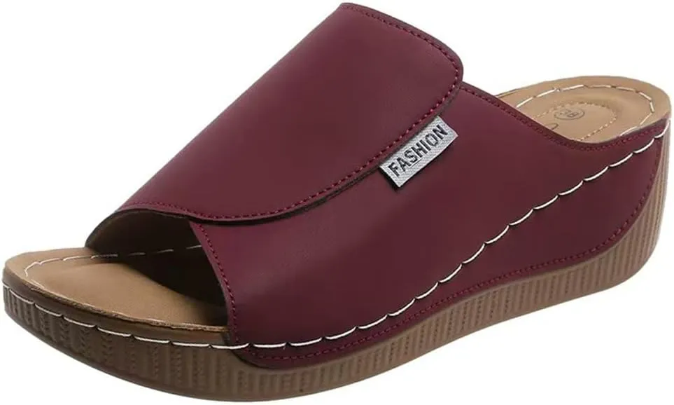 Wedge Sandals for Women Arch Support Platform Slides 2025 Slip on Casual Open Toe Wide Band Walking Shoe