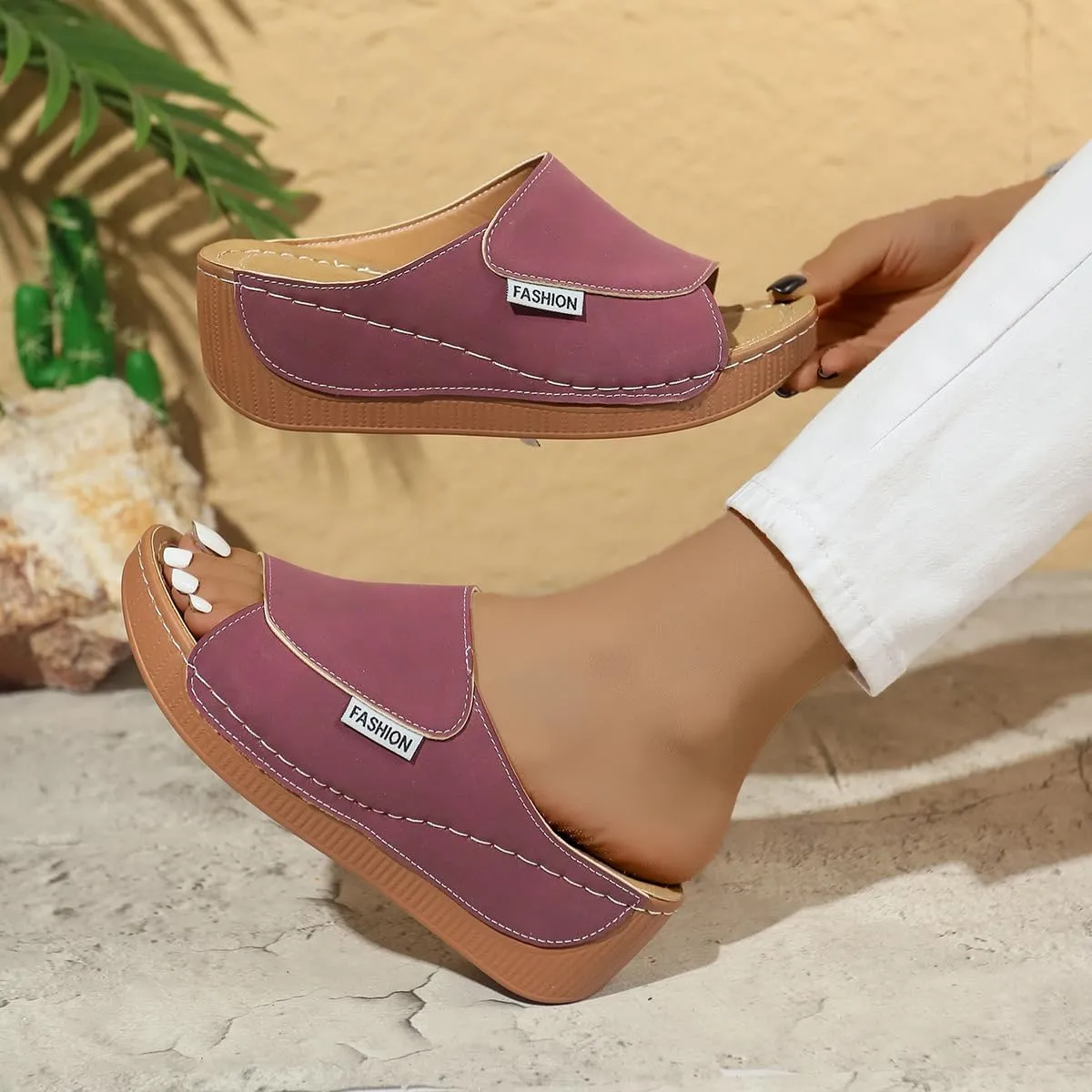 Wedge Sandals for Women Arch Support Platform Slides 2025 Slip on Casual Open Toe Wide Band Walking Shoe