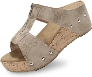 Wedge Sandals for Women Closed Toe Comfortable Dressy Shoes Summer Beach Bohemia Ankle Strap Causal Outdoor Platform with Walking Hollow Design Summer Beach Hiking Casual Wear 2025