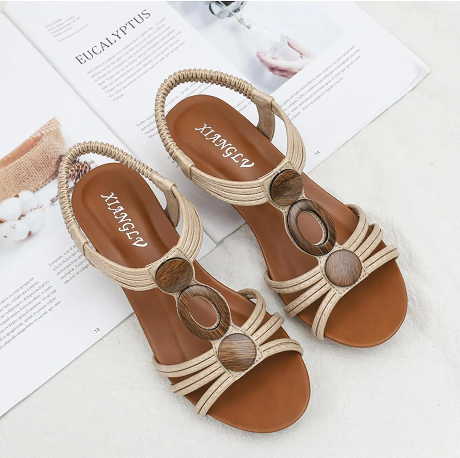 Wedge Sandals for Women Dressy Open Toe Comfy Casual Summer High Heel Platform Breathable Beach Bohemia Roman Low Zipper Back Dress Wedges Wide Width Dressy, Buckle Ankle Strap Sandals