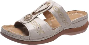 Wedge Sandals for Women Dressy Summer Arch Support Orthopedic Non Slip Comfortable Walking Slides Beach Shoes Sandal Open Toe Wide On Low Slippers Breathable Comfort Wear Sandals