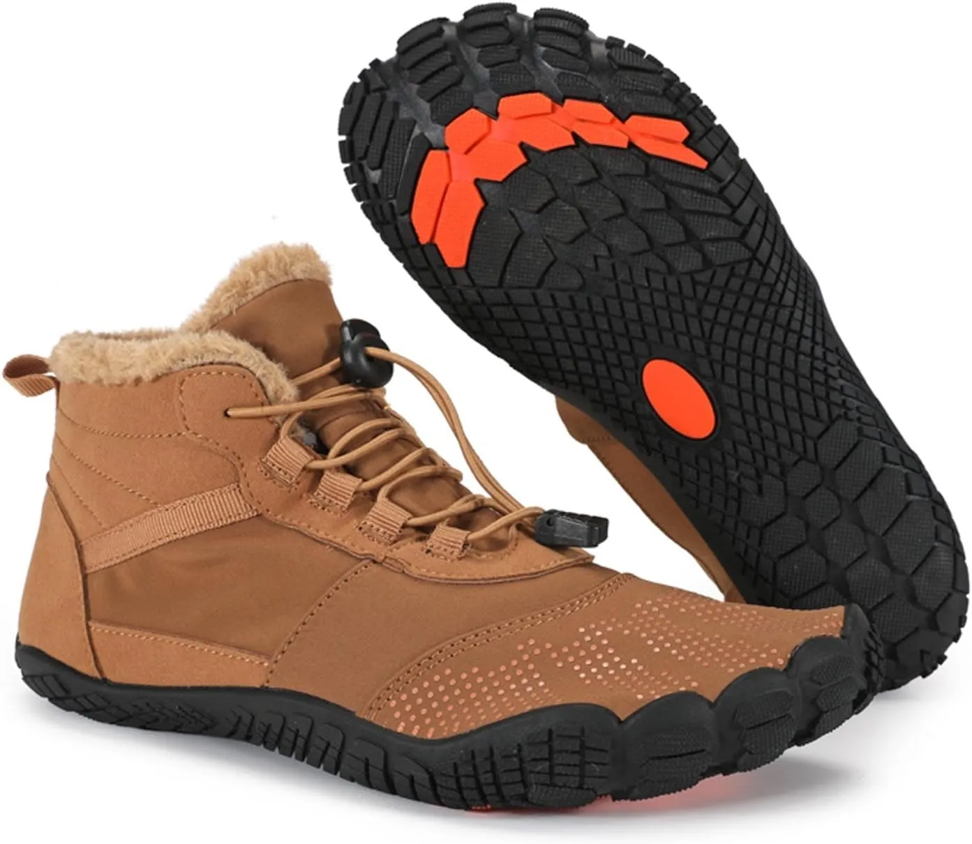 Winter Barefoot Shoes Mens Wide Toe Box Trail Runner Womens Minimalist Zero Drop Sole Walking Shoes Casual Hiking Cotton Boots Sneakers