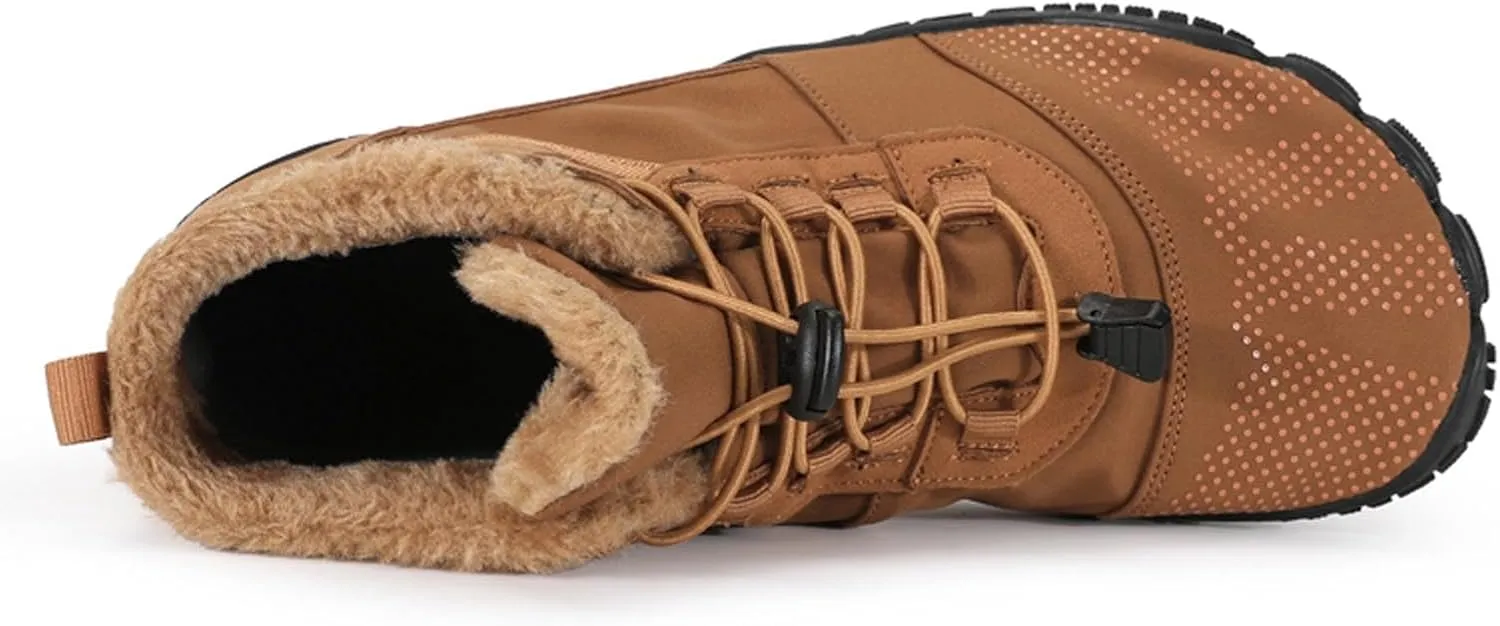Winter Barefoot Shoes Mens Wide Toe Box Trail Runner Womens Minimalist Zero Drop Sole Walking Shoes Casual Hiking Cotton Boots Sneakers