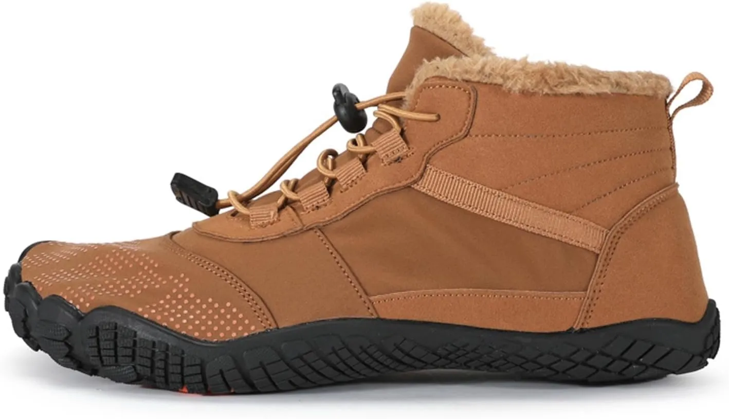 Winter Barefoot Shoes Mens Wide Toe Box Trail Runner Womens Minimalist Zero Drop Sole Walking Shoes Casual Hiking Cotton Boots Sneakers