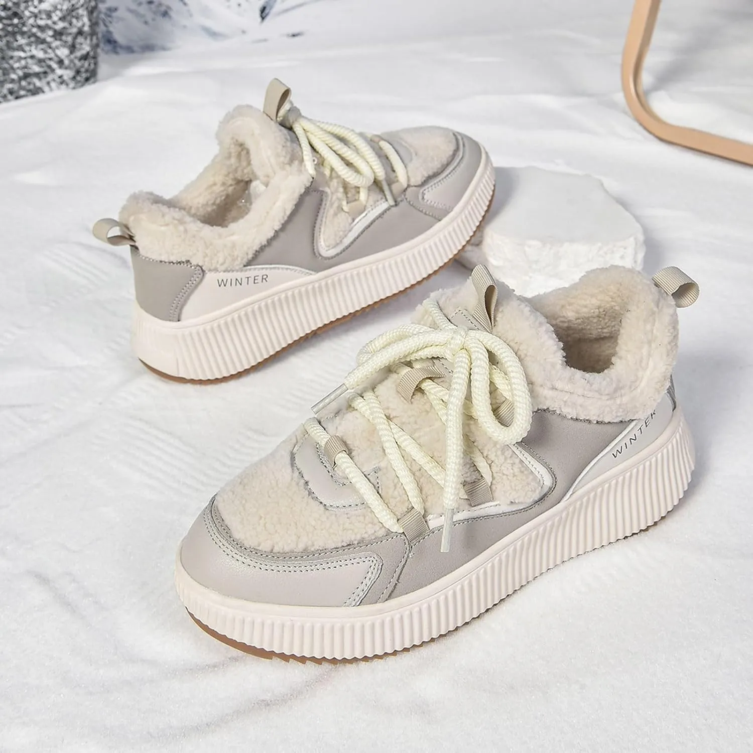 Winter Shoes for Women Ankle Boots Snow Boots Platform Luxurious Chunky Sneakers Fully Fur Lined Outdoor Sneakers