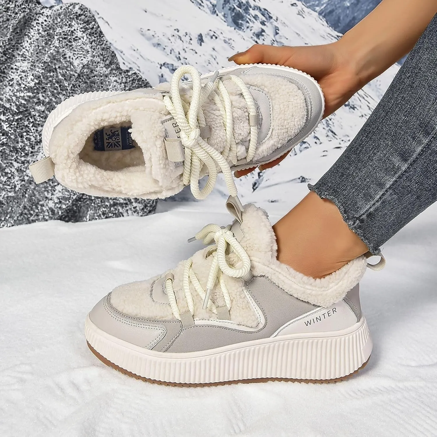 Winter Shoes for Women Ankle Boots Snow Boots Platform Luxurious Chunky Sneakers Fully Fur Lined Outdoor Sneakers