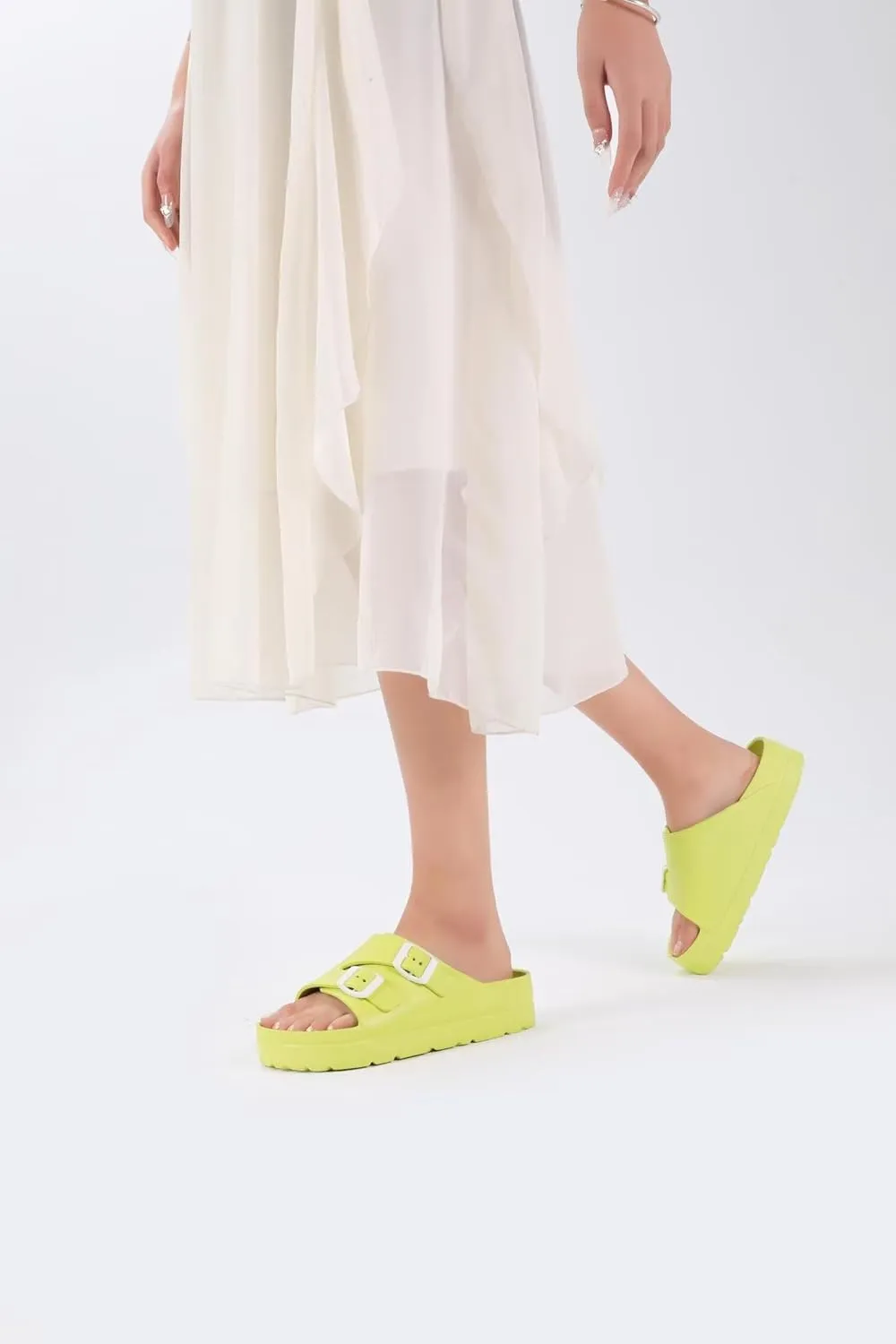 Women Platform Sandals with Arch Support, Adjustable Double Buckle Slide for Woman, Summer Vacation Sandal for Beach,Garden,Pool,Easy Street, Sandalias de Plataforma Para Mujer