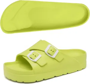 Women Platform Sandals with Arch Support, Adjustable Double Buckle Slide for Woman, Summer Vacation Sandal for Beach,Garden,Pool,Easy Street, Sandalias de Plataforma Para Mujer
