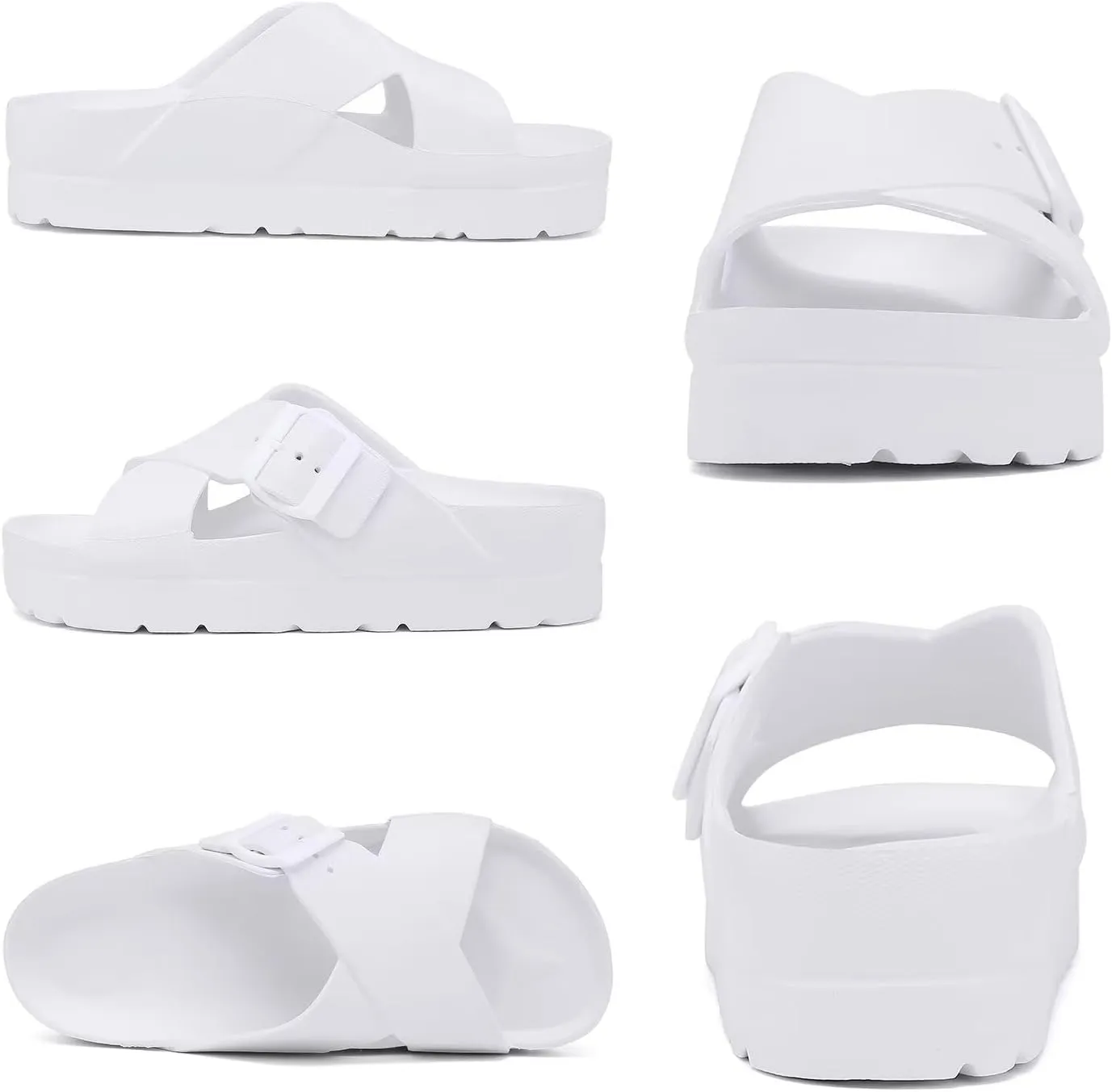 Women Platform Sandals with Arch Support, Adjustable Double Buckle Slide for Woman, Summer Vacation Sandal for Beach,Garden,Pool,Easy Street, Sandalias de Plataforma Para Mujer