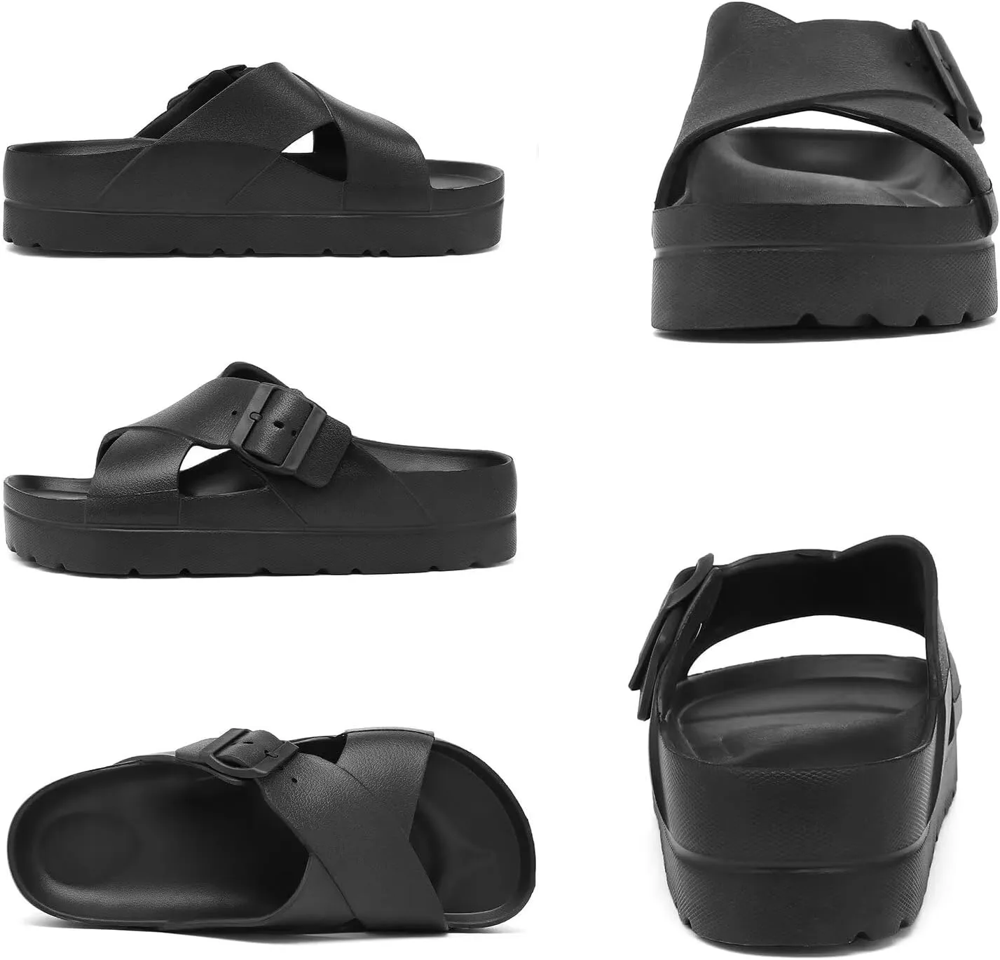 Women Platform Sandals with Arch Support, Adjustable Double Buckle Slide for Woman, Summer Vacation Sandal for Beach,Garden,Pool,Easy Street, Sandalias de Plataforma Para Mujer