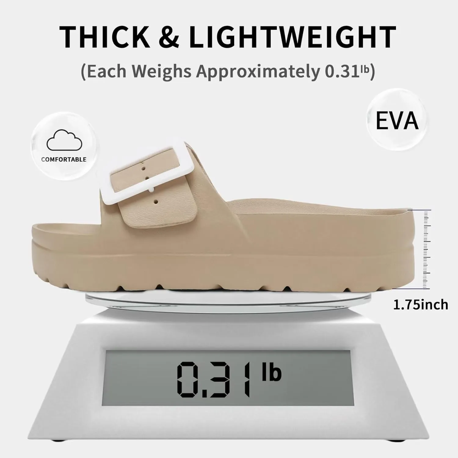 Women Platform Sandals with Arch Support, Adjustable Double Buckle Slide for Woman, Summer Vacation Sandal for Beach,Garden,Pool,Easy Street, Sandalias de Plataforma Para Mujer