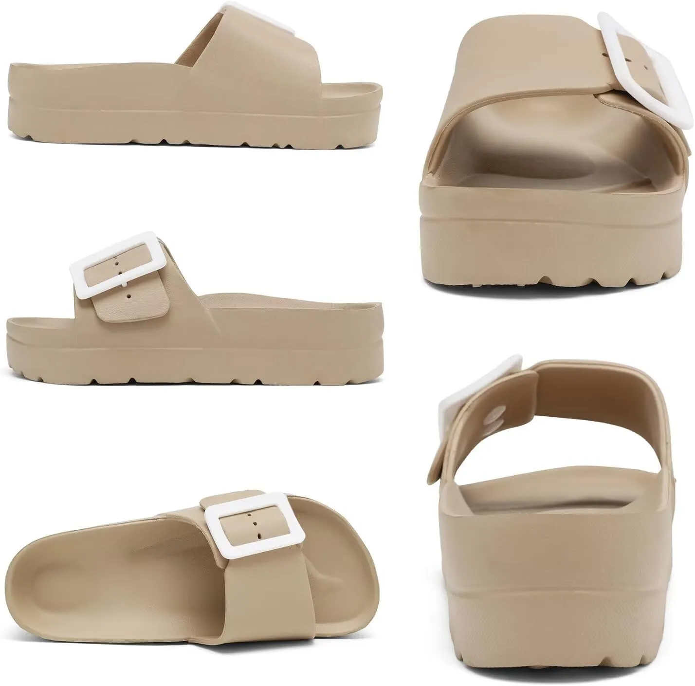 Women Platform Sandals with Arch Support, Adjustable Double Buckle Slide for Woman, Summer Vacation Sandal for Beach,Garden,Pool,Easy Street, Sandalias de Plataforma Para Mujer