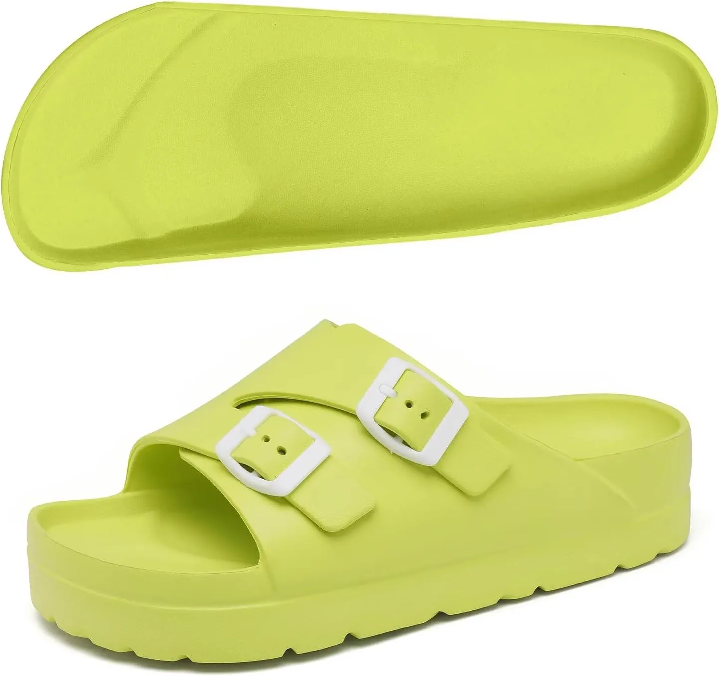 Women Platform Sandals with Arch Support, Adjustable Double Buckle Slide for Woman, Summer Vacation Sandal for Beach,Garden,Pool,Easy Street, Sandalias de Plataforma Para Mujer