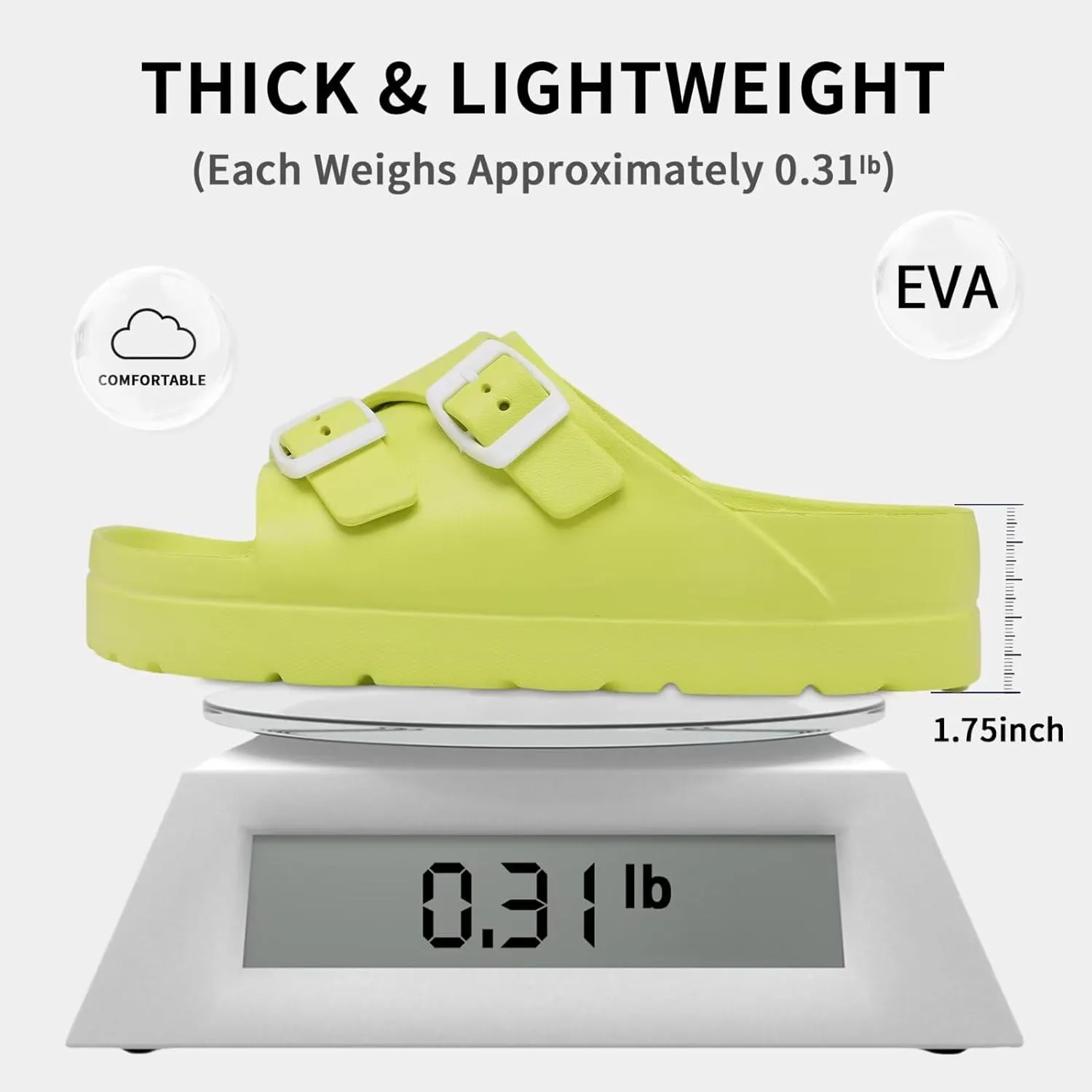 Women Platform Sandals with Arch Support, Adjustable Double Buckle Slide for Woman, Summer Vacation Sandal for Beach,Garden,Pool,Easy Street, Sandalias de Plataforma Para Mujer