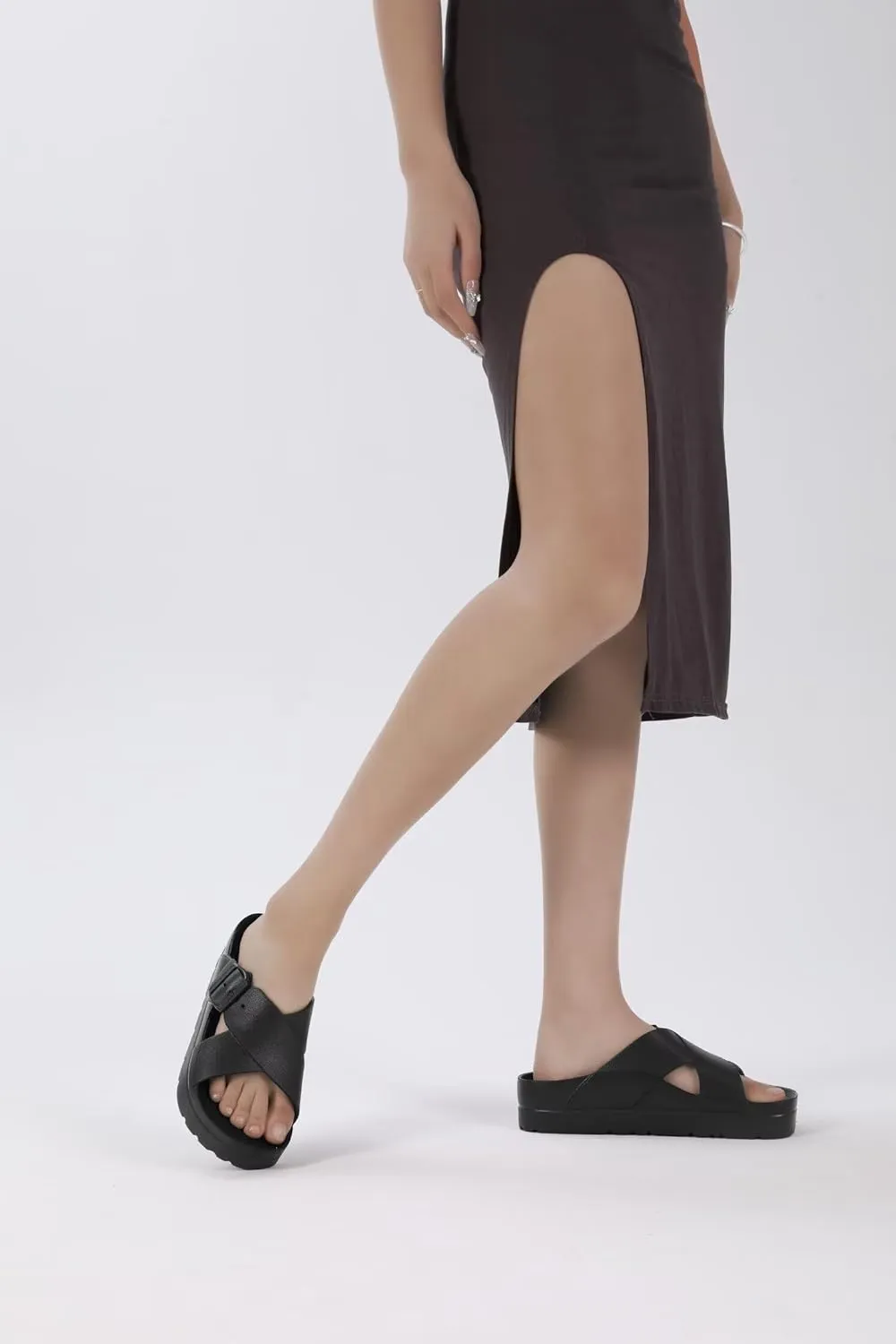 Women Platform Sandals with Arch Support, Adjustable Double Buckle Slide for Woman, Summer Vacation Sandal for Beach,Garden,Pool,Easy Street, Sandalias de Plataforma Para Mujer