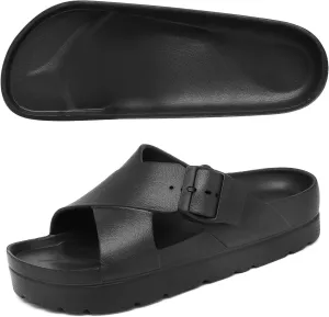 Women Platform Sandals with Arch Support, Adjustable Double Buckle Slide for Woman, Summer Vacation Sandal for Beach,Garden,Pool,Easy Street, Sandalias de Plataforma Para Mujer