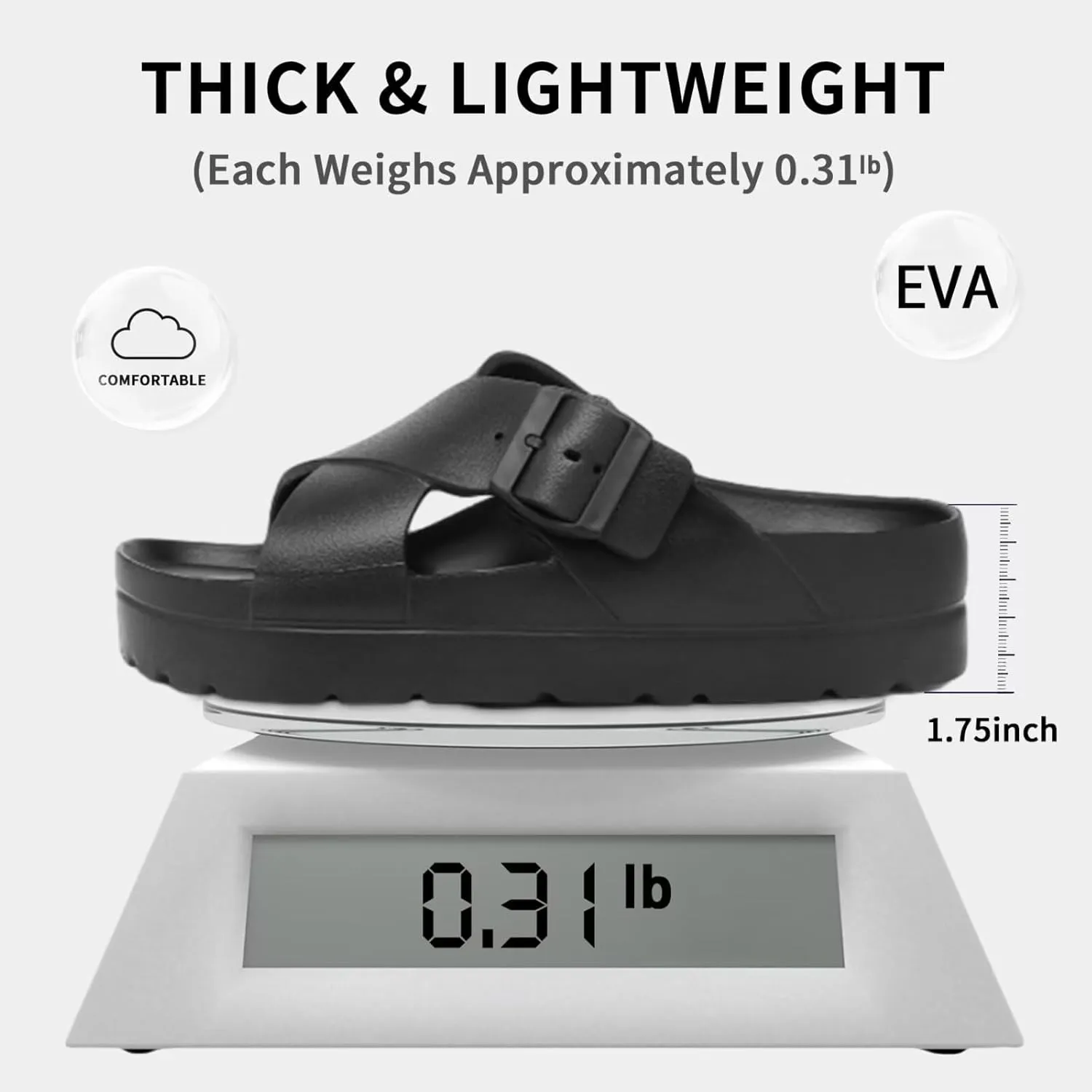 Women Platform Sandals with Arch Support, Adjustable Double Buckle Slide for Woman, Summer Vacation Sandal for Beach,Garden,Pool,Easy Street, Sandalias de Plataforma Para Mujer