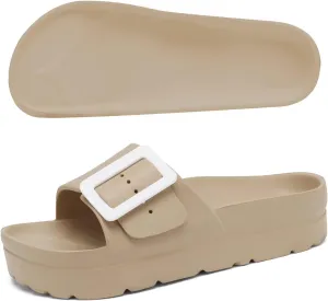 Women Platform Sandals with Arch Support, Adjustable Double Buckle Slide for Woman, Summer Vacation Sandal for Beach,Garden,Pool,Easy Street, Sandalias de Plataforma Para Mujer