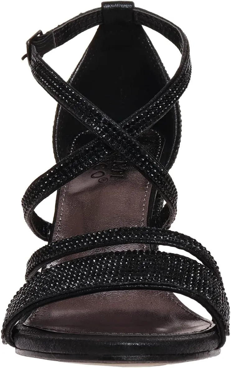 Women Rhinestone Ankle Strap Chunky Heel Sandals