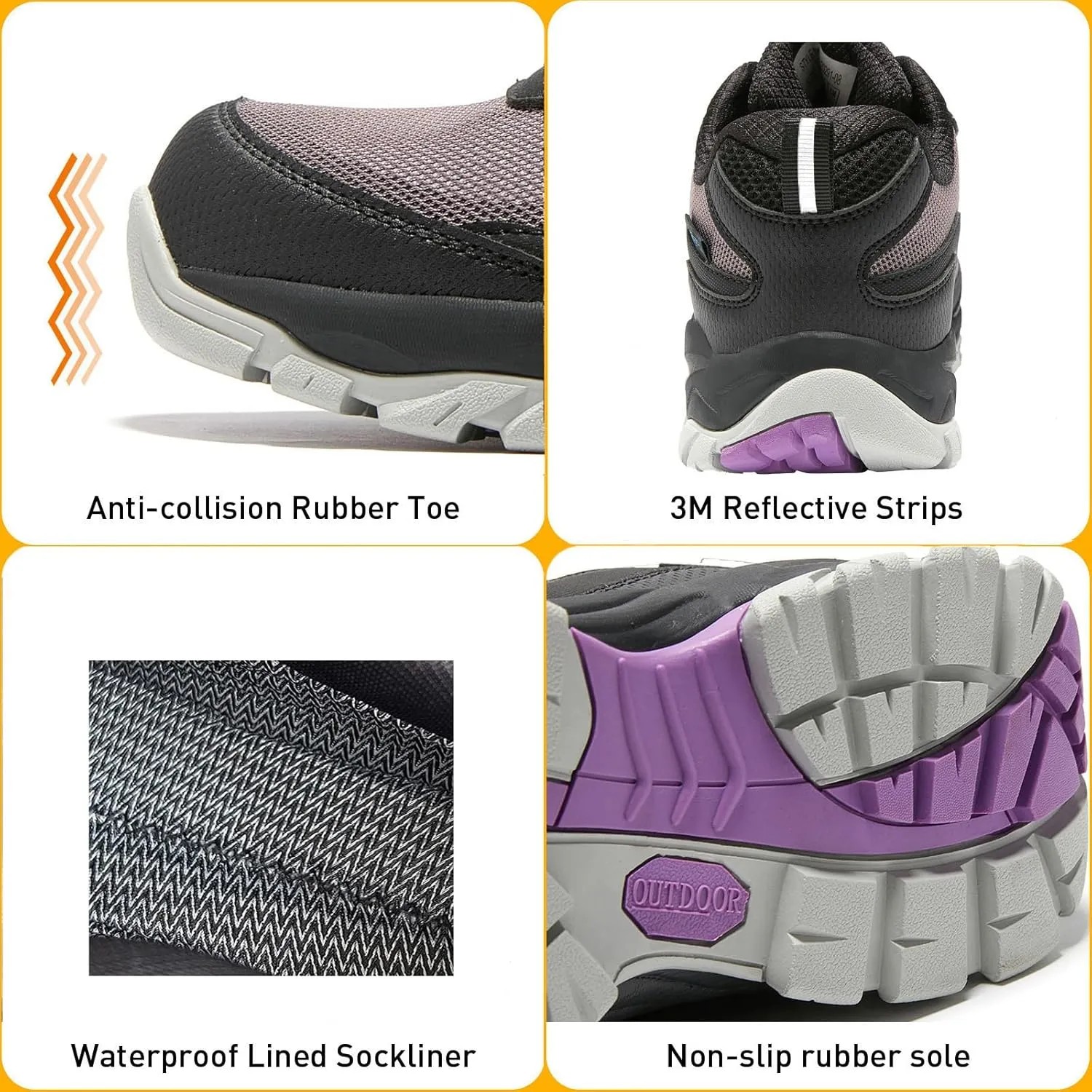 Women Waterproof Hiking Boots Breathable Soft Lined Booties Non Slip Trail Shoes for Outdoor Walking Trekking Camping