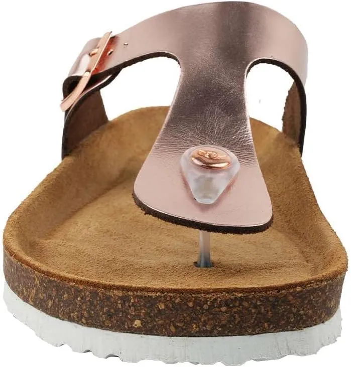 Women's 100% Genuine Leather Sandals - Comfortable Smart Foam Footbed, Slip-On Slides for Summer Wear, Adjustable Fit and Durable Non-Slip Sole