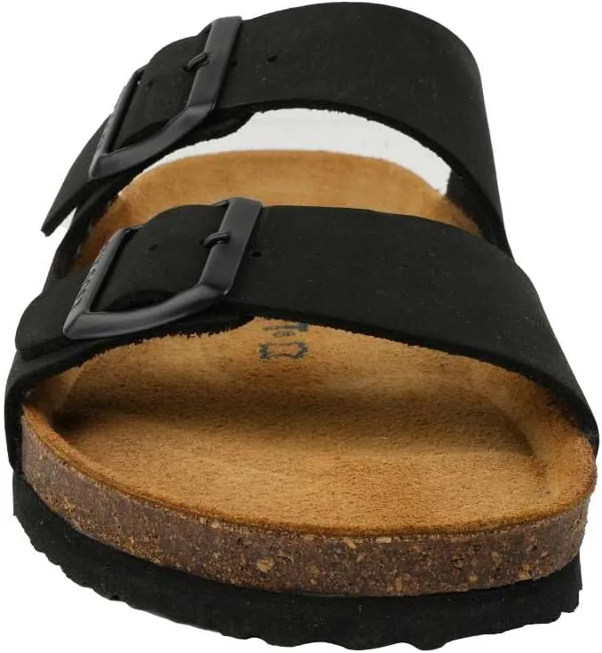 Women's 100% Genuine Leather Sandals - Comfortable Smart Foam Footbed, Slip-On Slides for Summer Wear, Adjustable Fit and Durable Non-Slip Sole