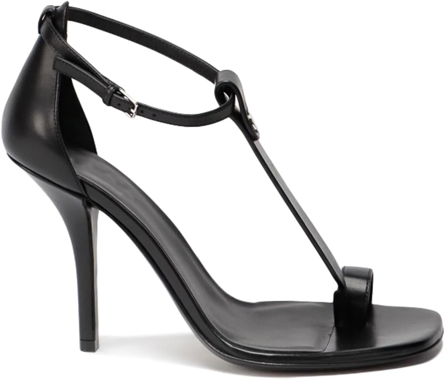 Women's Black/Nude Stiletto Heels Open Square Toe Flip Flop High Heels T-Strap Ankle Buckle Summer Party Dress Sandals Ladies