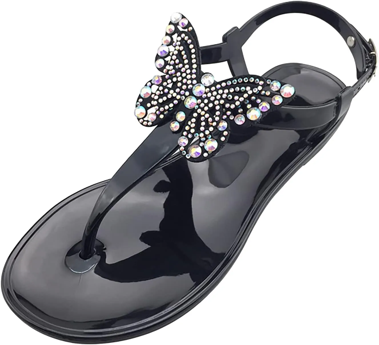 Women's Bow Flat Thong Sandals Summer T-Strap Adjustable Ankle Buckle Slip On Casual Beach Flip Flop For Party
