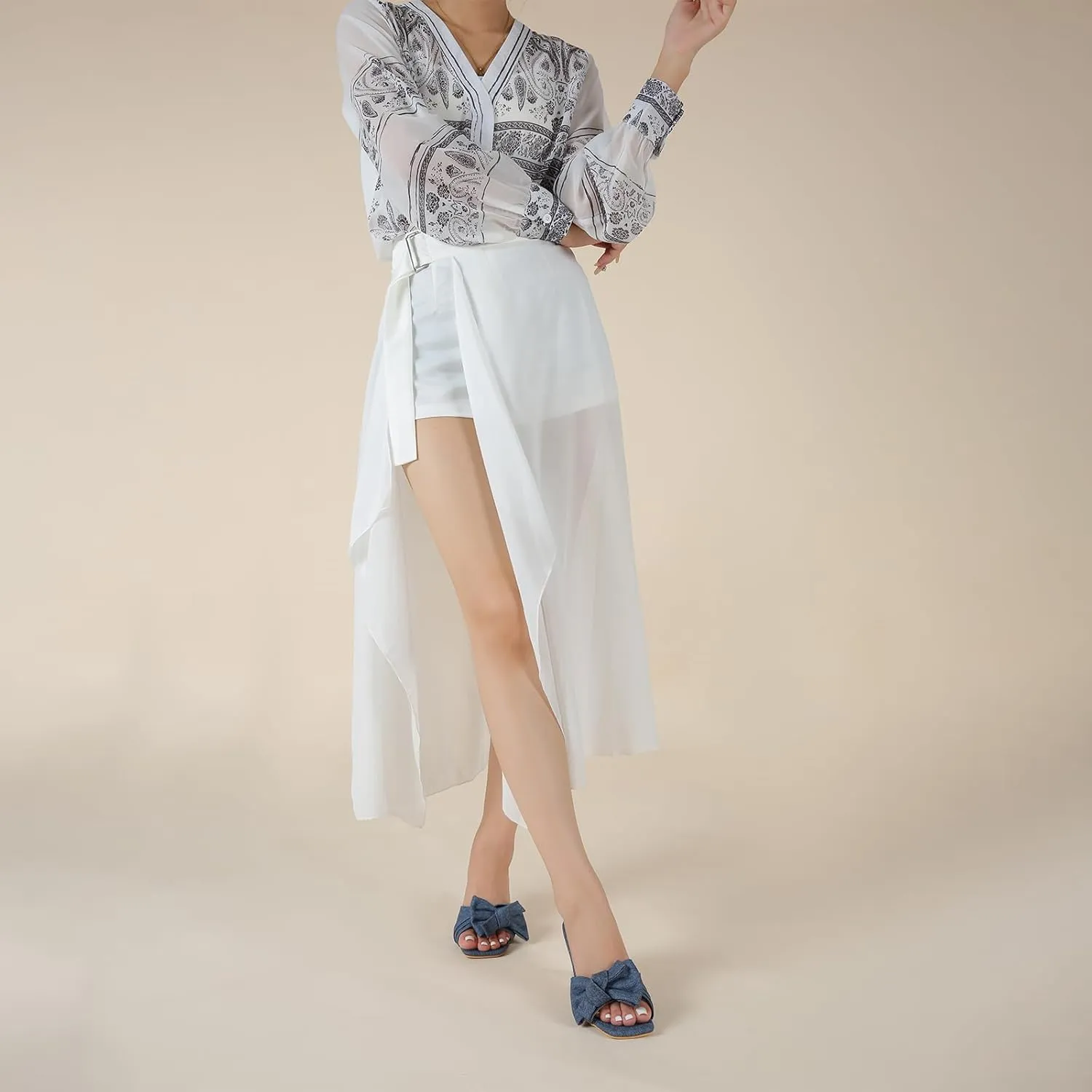 Women's Bowknot Heeled Sandals Square Toe Satin Bow Heels Mules Slipper Slip on Wedding Bridal Dress Shoes