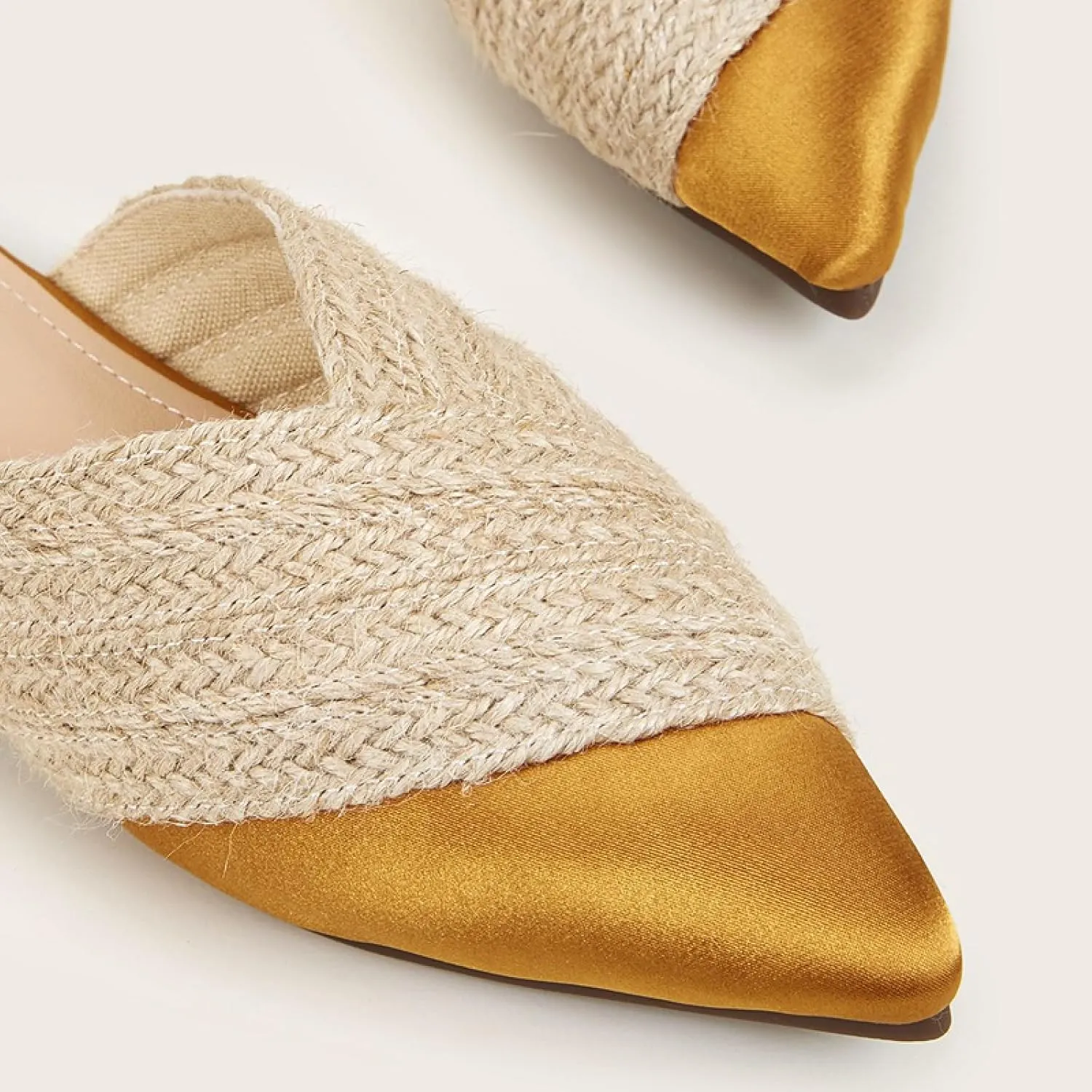 Women's Braided Satin Flat Sandals Clogs Summer Sexy Closed Pointed Toe Backless Slip On Bohemian Mules Dressy Beach Oceanside Holiday Casual Dress Sandals