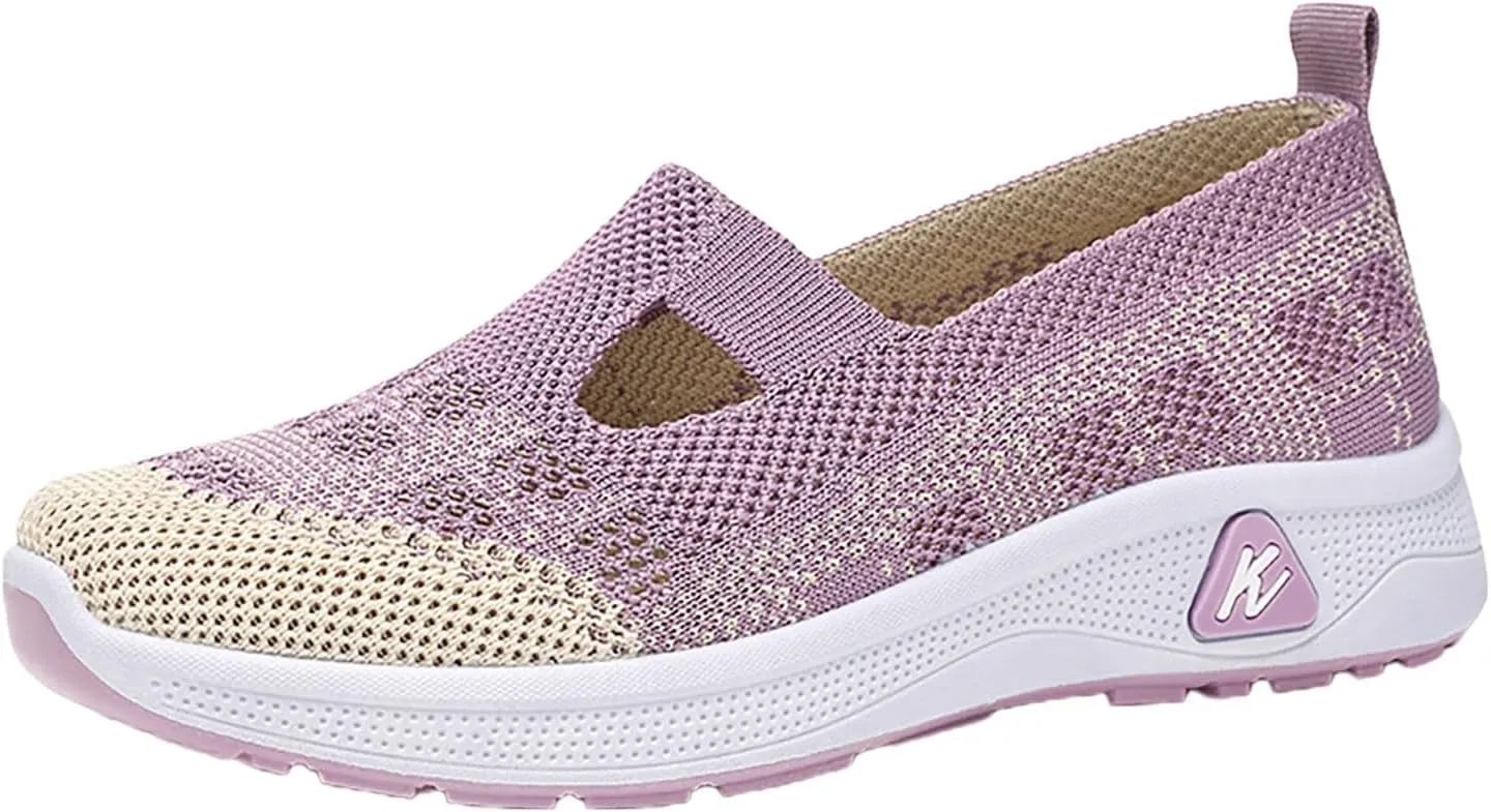Women's Breathable Comfortable Leisure Hollow Mesh Non Slip Flat Bottom One Foot Stirrup Sneakers Casual Brass Buckle Low Heel Back Zipper Shoes