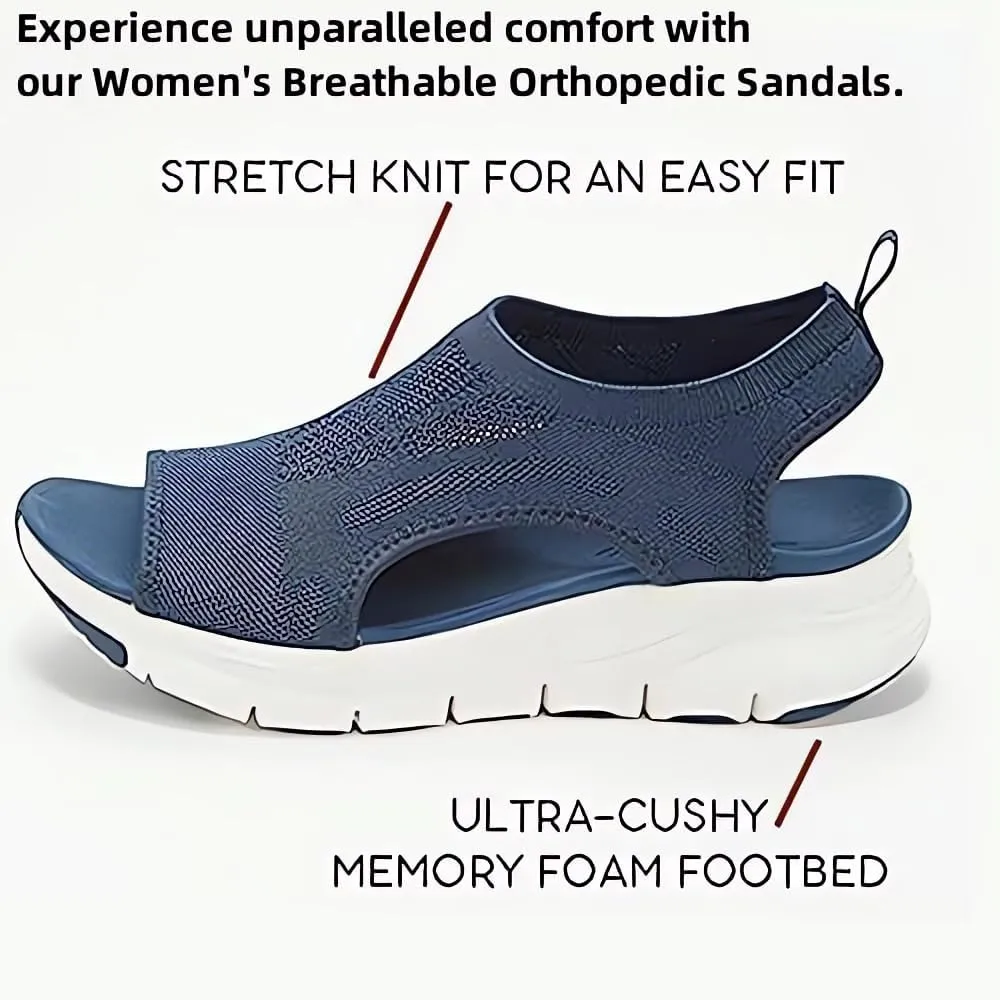 Women's Breathable Orthopedic Sandals, 2024 New Soft Shoes Go Walking Slip on Diabetic Foam Shoes, Arch Support Shoes for Women Wide Width