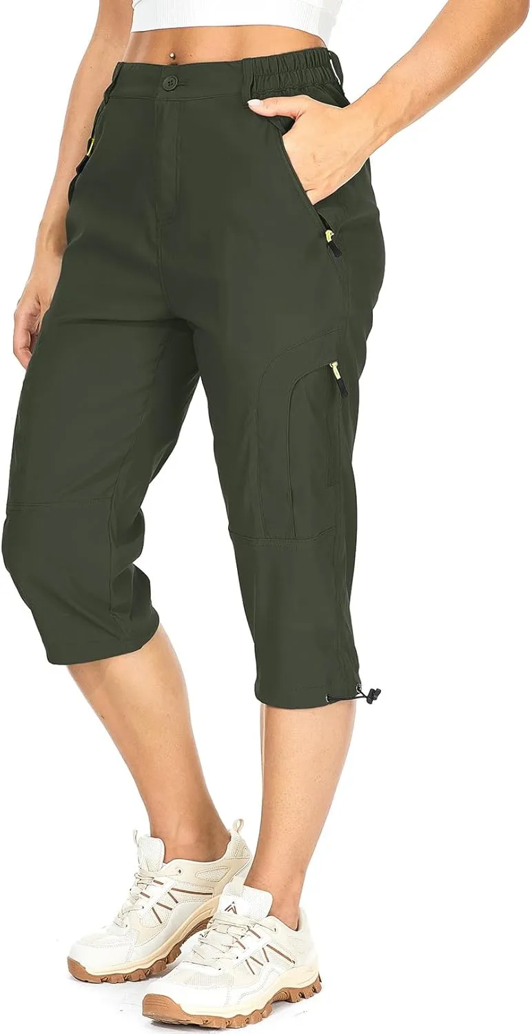 Women's Cargo Capris Pants Casual Hiking Pants Lightweight Quick Dry Travel Summer Pants for Women
