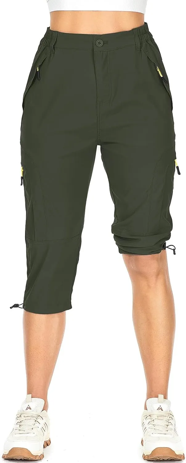 Women's Cargo Capris Pants Casual Hiking Pants Lightweight Quick Dry Travel Summer Pants for Women