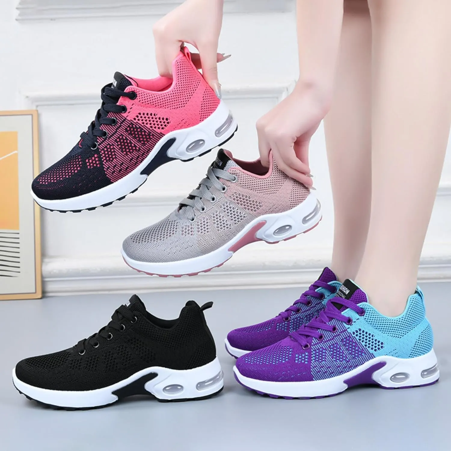 Women's Casual Sneakers – Lightweight, Breathable Non-Slip Walking Shoes for Work, Nursing, Running, and Everyday Use