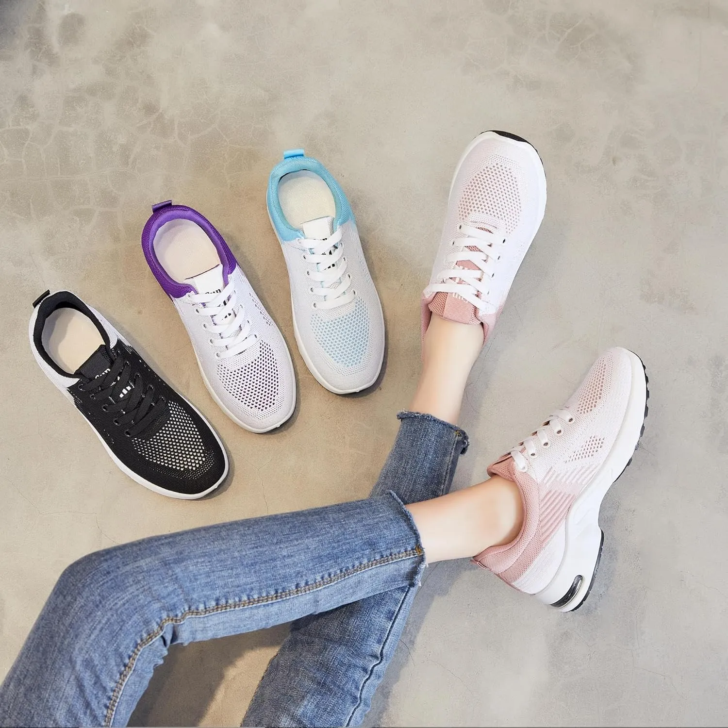 Women's Casual Sneakers – Lightweight, Breathable Non-Slip Walking Shoes for Work, Nursing, Running, and Everyday Use