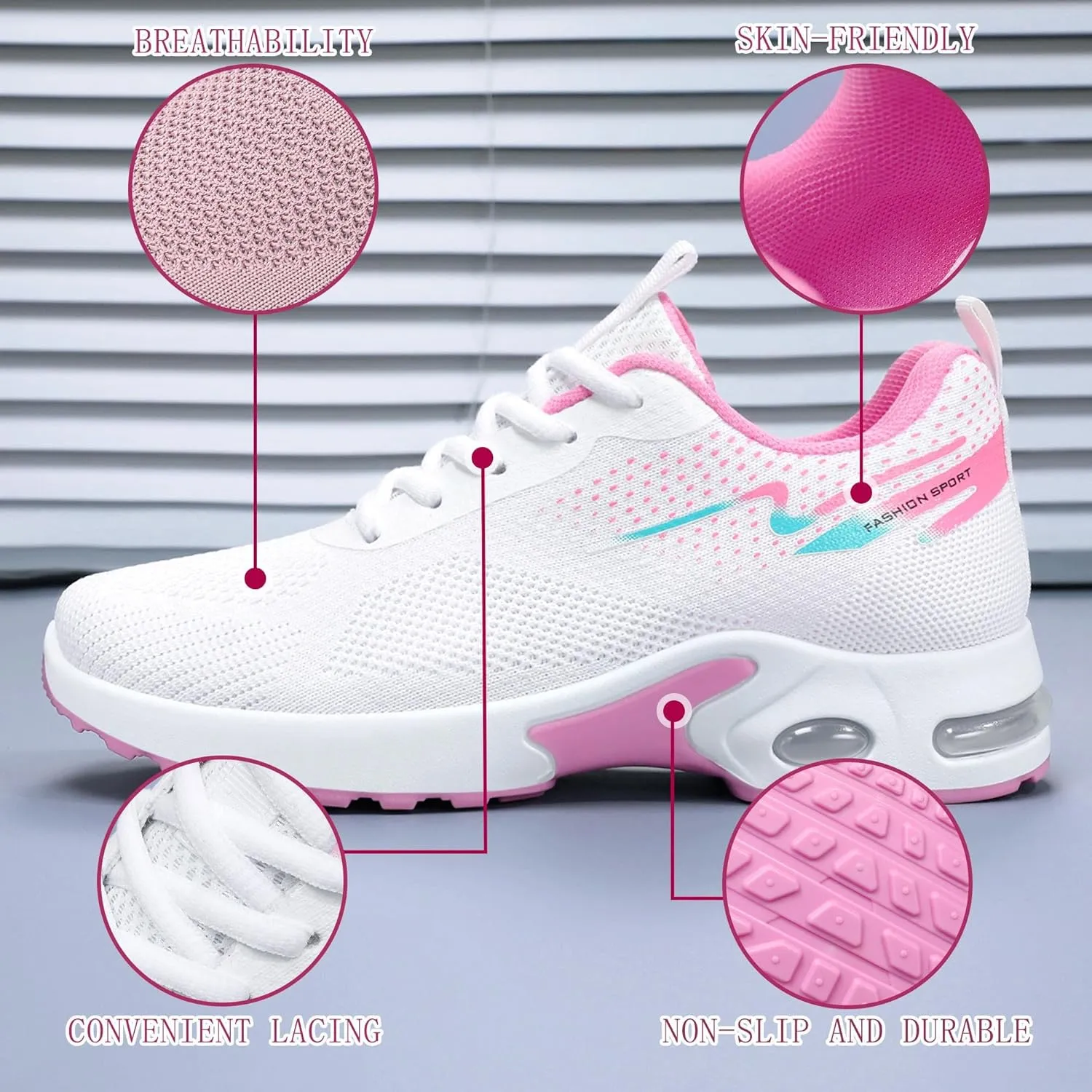 Women's Casual Sneakers – Lightweight, Breathable Non-Slip Walking Shoes for Work, Nursing, Running, and Everyday Use